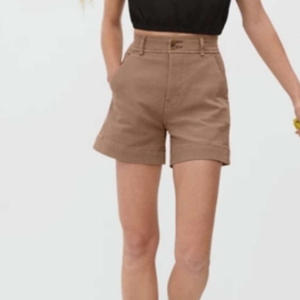Everlane High-Rise Tan/Camel Cotton Shorts